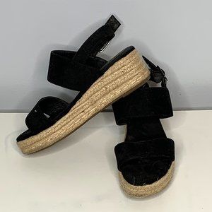 Seaside Wedges with Straps (black)